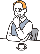 年配の方が肘をついているイラスト